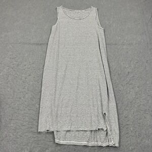 Eileen Fisher Dress Womens Small Striped 100% Organic Linen Airy Sleeveless Slit